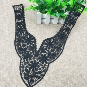 Κομψή Γυναικεία DIY Μαύρο Floral Lace Κολλάρα κολάρο ύφασμα Applique για φόρεμα